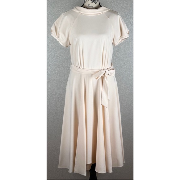 Girl Meets Glam Eleanor Tie Waist Twill Dress Bridal Cocktail Minimalist size 8 - Picture 7 of 11